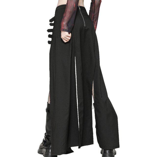 Long Punk Gothic Skirt Darker Than Midnight with Buckles