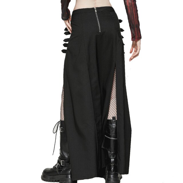 Long Punk Gothic Skirt Darker Than Midnight with Buckles