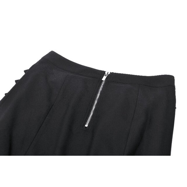 Long Punk Gothic Skirt Darker Than Midnight with Buckles