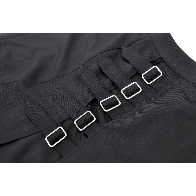 Long Punk Gothic Skirt Darker Than Midnight with Buckles