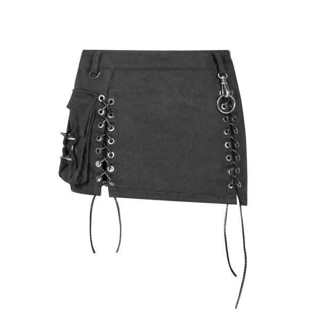 Ultrakurzer Punk-Mini Bad Medicine aus Stretch-Denim mit Cargo-Tasche - Größe: XXL