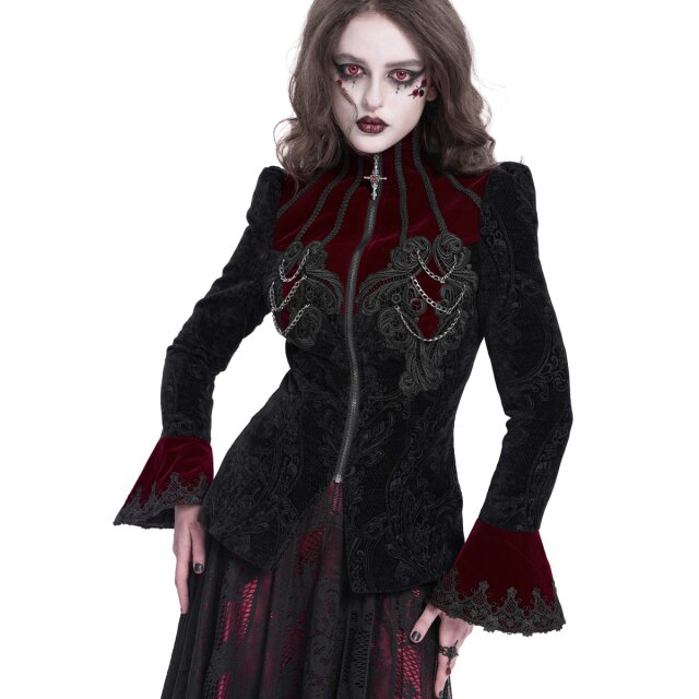 Victorian Goth Samtjacke Last Dance in schwarz-rot 3XL