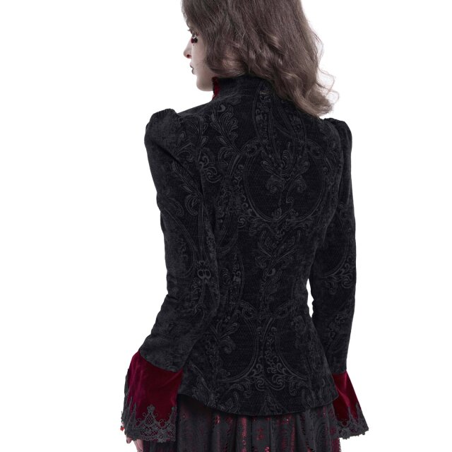 Victorian Goth Samtjacke Last Dance in schwarz-rot 3XL