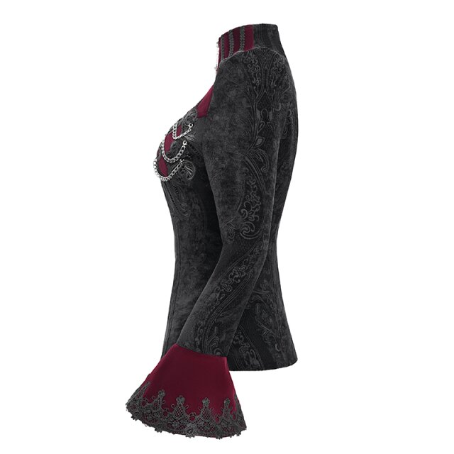 Victorian Goth Samtjacke Last Dance in schwarz-rot 3XL