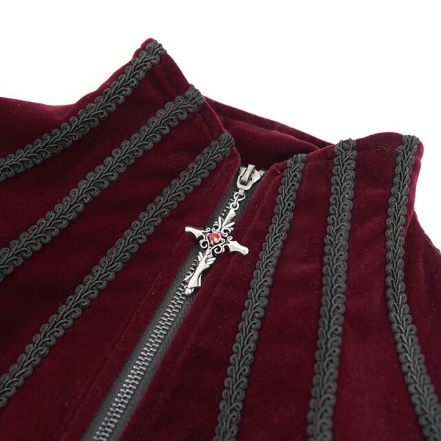 Victorian Goth Samtjacke Last Dance in schwarz-rot 3XL