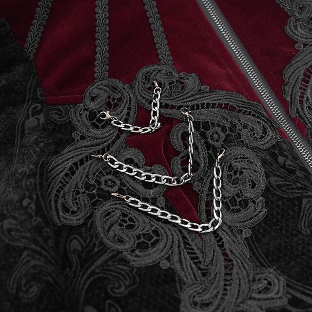 Victorian Goth Samtjacke Last Dance in schwarz-rot 3XL