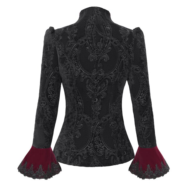 Victorian Goth Samtjacke Last Dance in schwarz-rot 3XL