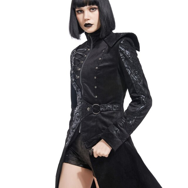 Long gothic coat Midnight Morph in velour