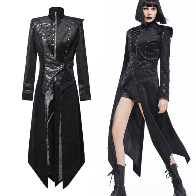 Fitted gothic coat (M090063) made of black velour with...