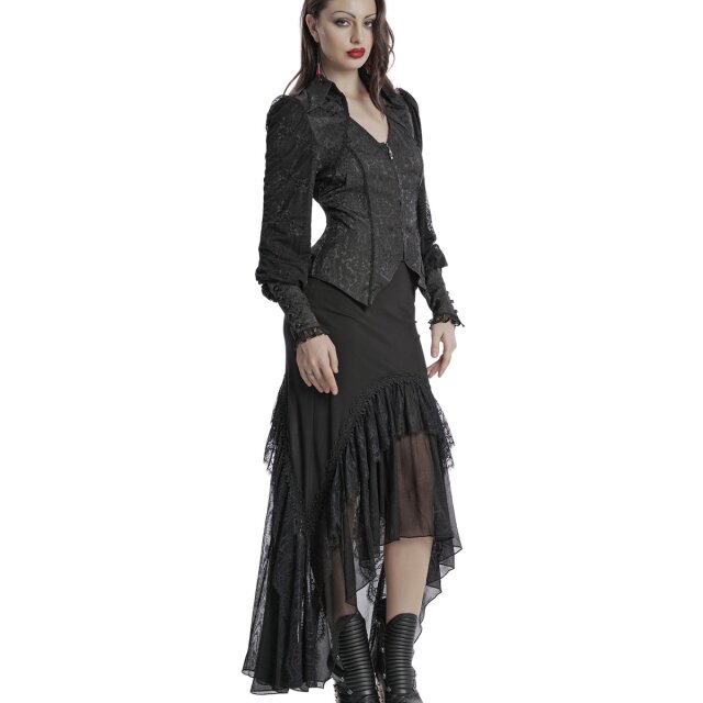 Punk Rave schmaler Maxi-Rock Wings of Silence mit Spitzenvolant M-L