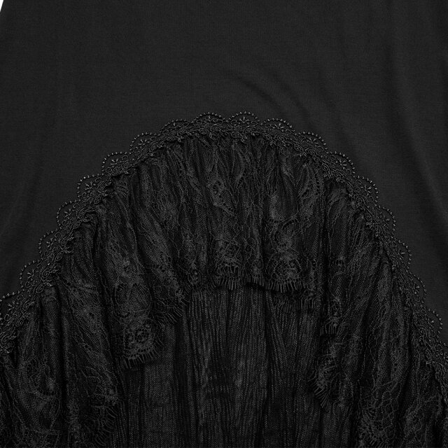 Punk Rave schmaler Maxi-Rock Wings of Silence mit Spitzenvolant M-L