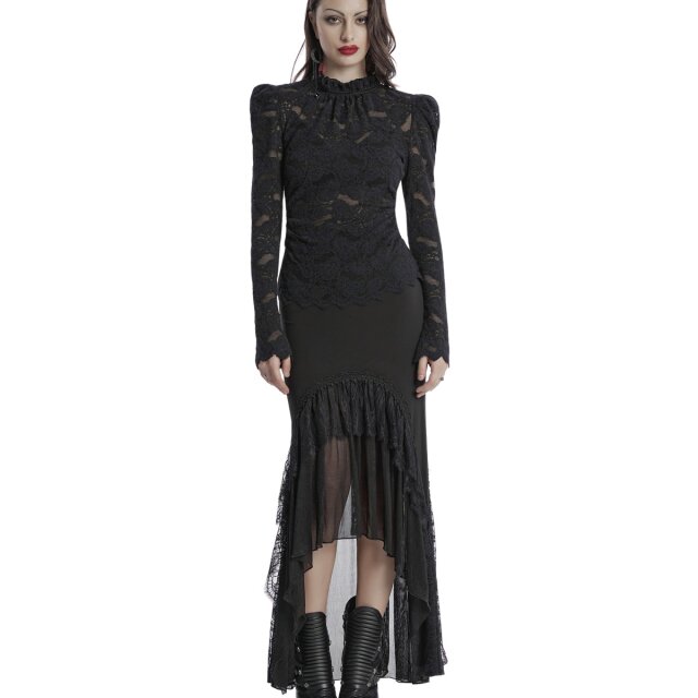 Punk Rave schmaler Maxi-Rock Wings of Silence mit Spitzenvolant M-L