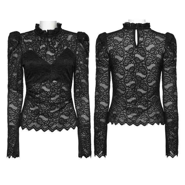 Punk Rave Langarm Spitzenshirt Lacrimosa XS-S