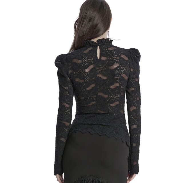 Punk Rave Langarm Spitzenshirt Lacrimosa XS-S
