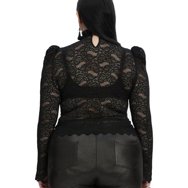 Punk Rave Langarm Spitzenshirt Lacrimosa XS-S
