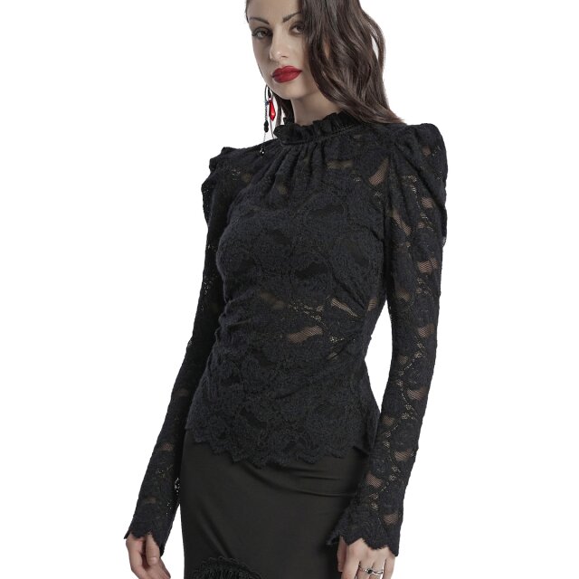Punk Rave Langarm Spitzenshirt Lacrimosa XS-S