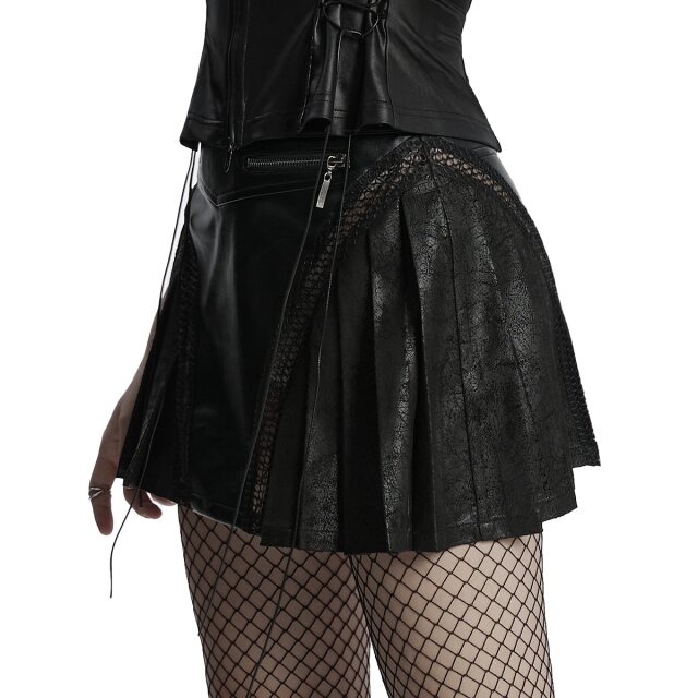 Punk Rave mini skirt Rogue Doll made of faux leather
