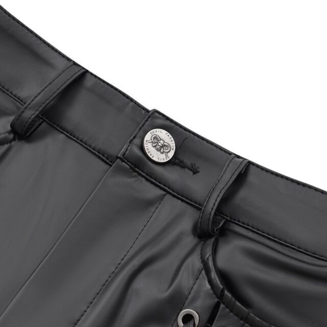 Wetlook Faux Leather Trousers Obey No One with Lacing