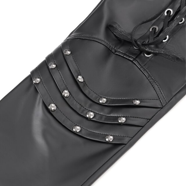 Wetlook Faux Leather Trousers Obey No One with Lacing