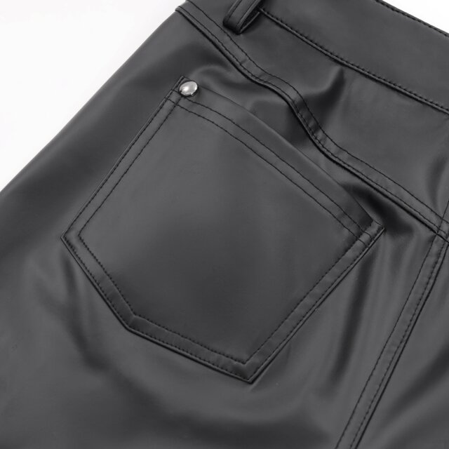 Wetlook Faux Leather Trousers Obey No One with Lacing