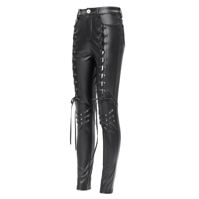 Wetlook- Kunstlederhose Obey No One mit Schnürung M