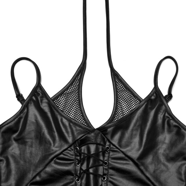 Punk Rave bauchfreies Wetlook Träger-Shirt XL/XXL