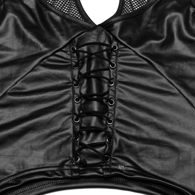 Punk Rave bauchfreies Wetlook Träger-Shirt XL/XXL
