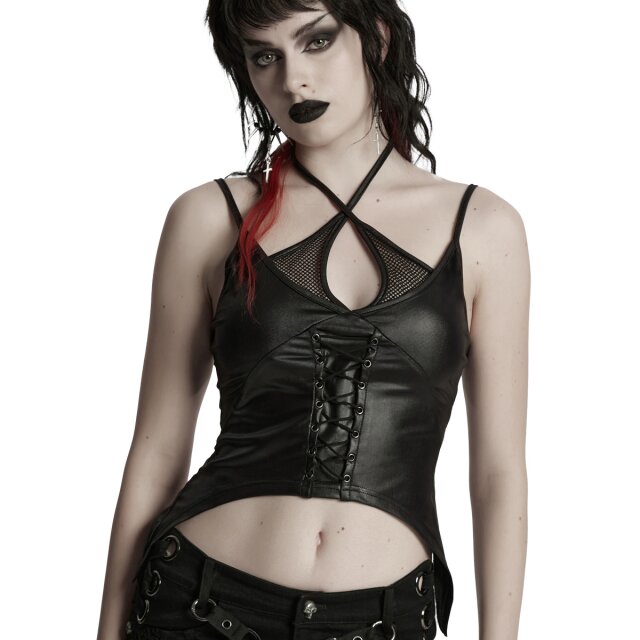 Punk Rave bauchfreies Wetlook Träger-Shirt XL/XXL
