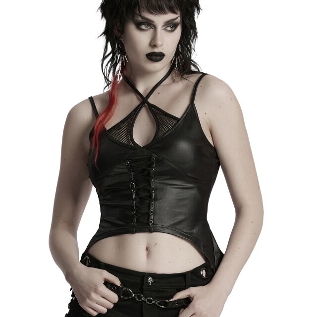 Punk Rave bauchfreies Wetlook Träger-Shirt XL/XXL