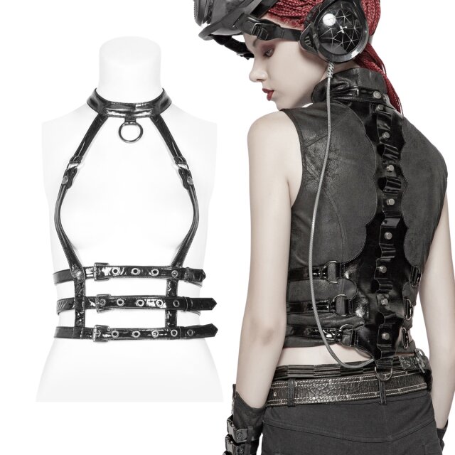 Seductive and futuristic: the Punk Rave Harness (S-296) impresses with glossy patent finish, spine-inspired design and a hint of fetish flair – made for dark souls with style.