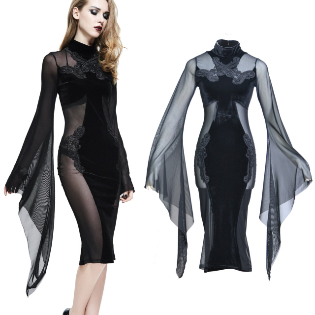 EVA LADY ESKT020 black velvet dress. ladies gothic & burlesque fashion