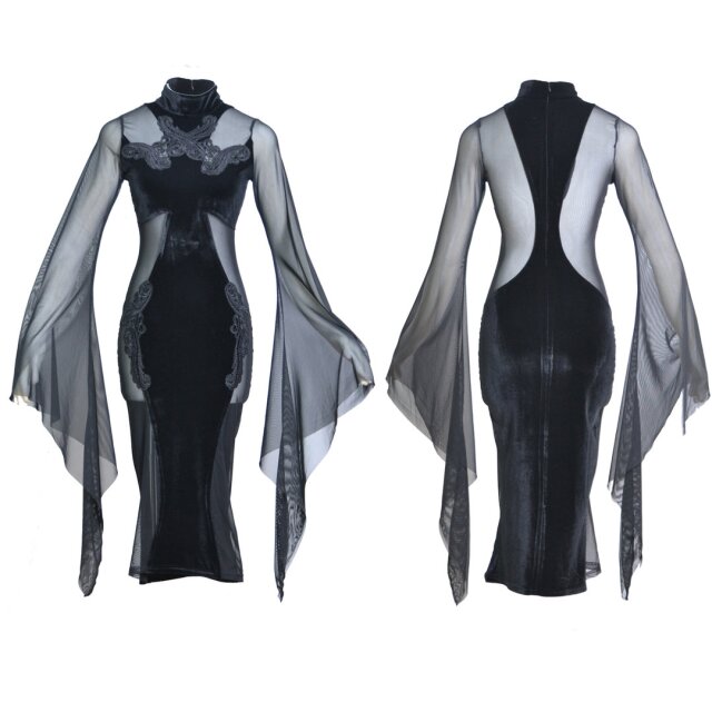 Verführerisches Samtkleid Opium mit transparenten Einsätzen