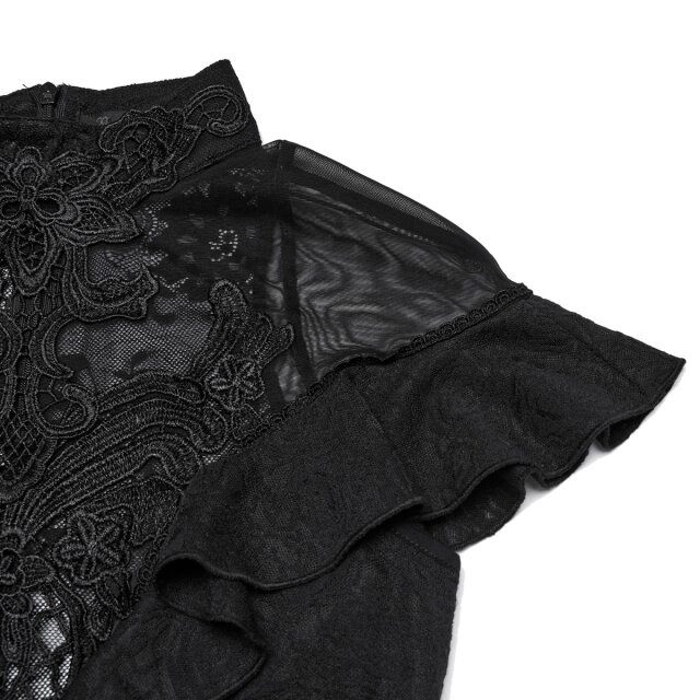 Dunkelromantisches Punk Rave Shirt Dentelle Noir S