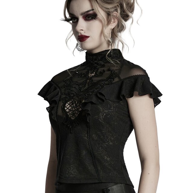 Dunkelromantisches Punk Rave Shirt Dentelle Noir S