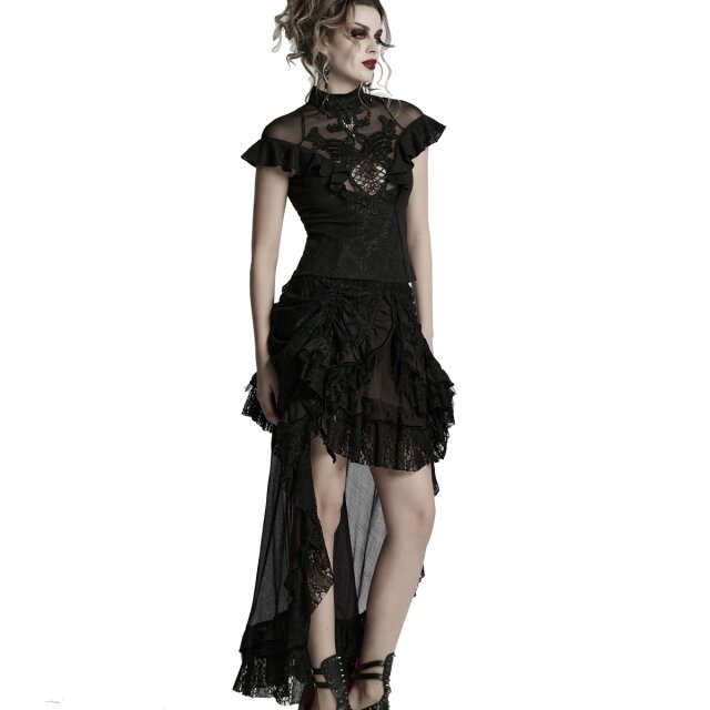 Dunkelromantisches Punk Rave Shirt Dentelle Noir S