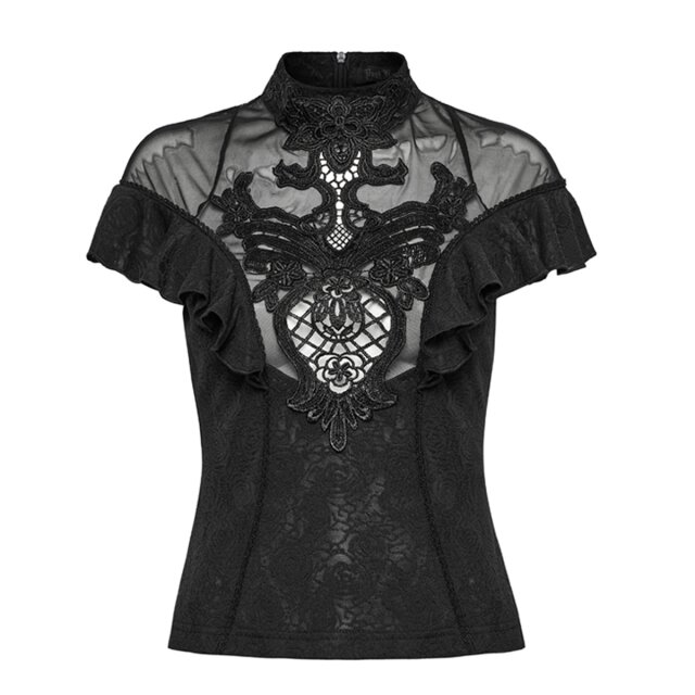 Dunkelromantisches Punk Rave Shirt Dentelle Noir S