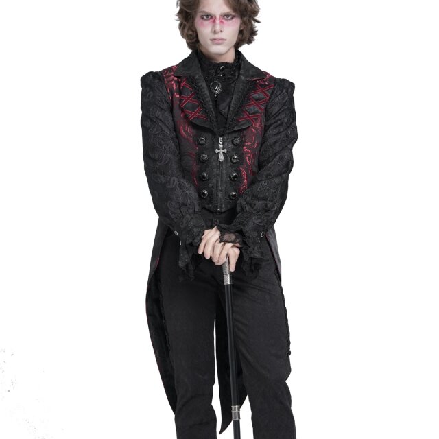 Black and Red Waistcoat "Der Graf geht aus" with Tailcoat Panels