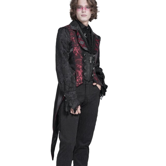 Black and Red Waistcoat "Der Graf geht aus" with Tailcoat Panels