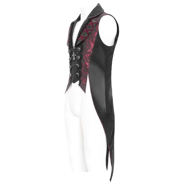Black and Red Waistcoat "Der Graf geht aus" with Tailcoat Panels
