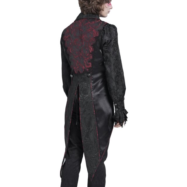 Schwarz-rote Weste "Der Graf geht aus" mit Frackschößen XL