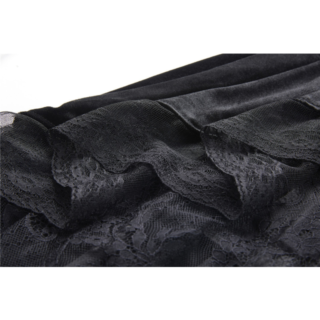 Long Gothic mermaid skirt Clair de Lune made of velvet with lace