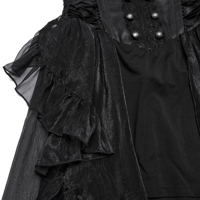 Punk Rave transparenter Vokuhila-Volantrock Schattenschleier