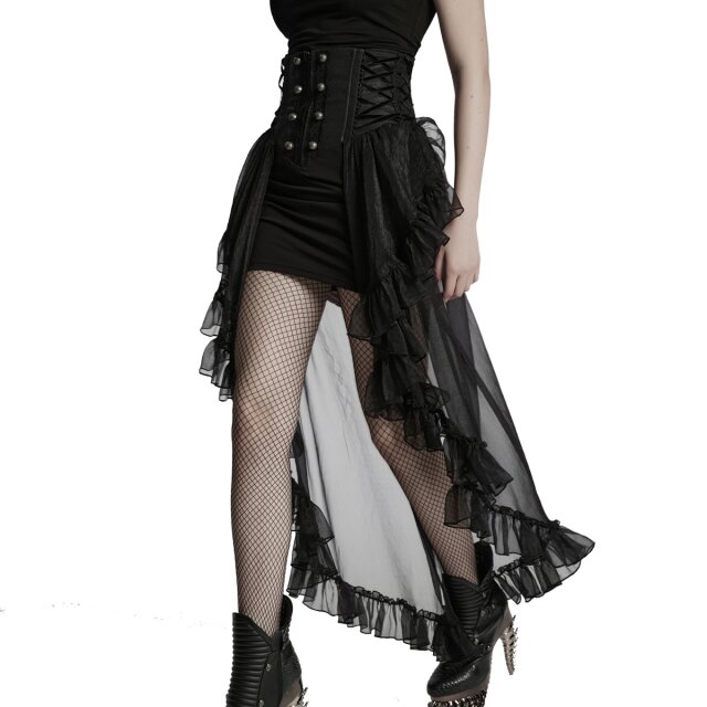 Punk Rave transparenter Vokuhila-Volantrock Schattenschleier 3XL