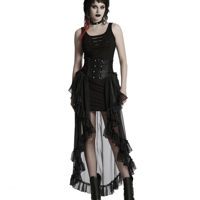 Punk Rave Transparent High-Low Ruffled Skirt Schattenschleier