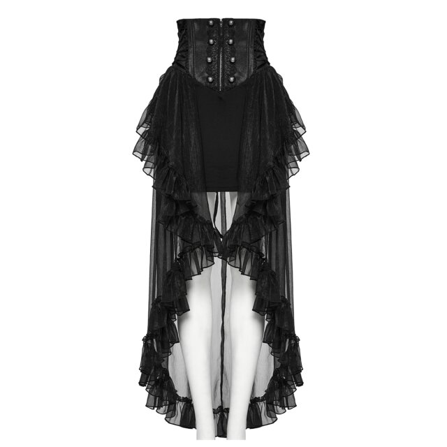Punk Rave Transparent High-Low Ruffled Skirt Schattenschleier