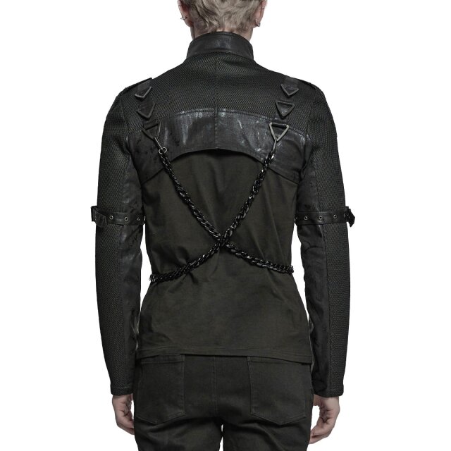 Punk Rave Schulterjacke Ritual Command mit Ketten S
