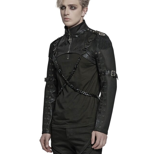 Punk Rave Schulterjacke Ritual Command mit Ketten XXL