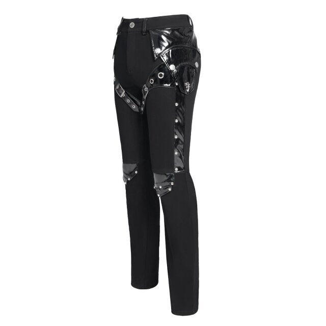 Gothic Stretch Jeans "Fast Lane Sins" by Devil Fashion with Patent Details
