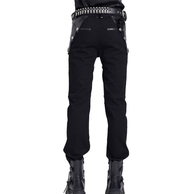 Gothic Stretch Jeans "Fast Lane Sins" by Devil Fashion with Patent Details