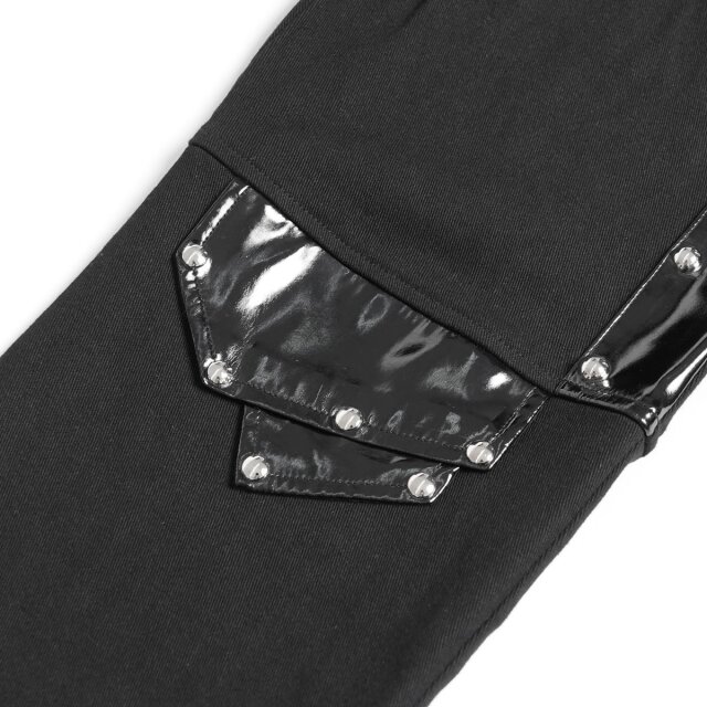 Gothic Stretch Jeans "Fast Lane Sins" by Devil Fashion with Patent Details